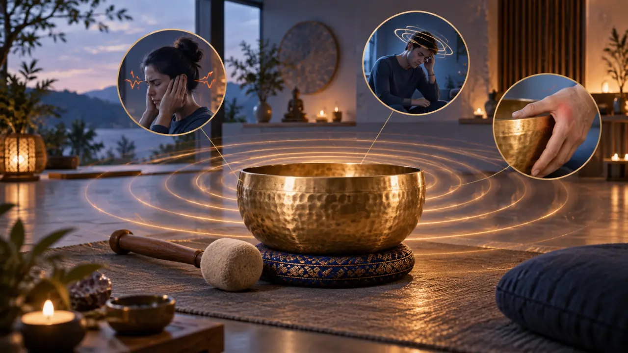 Bol tibétain : 3 effets secondaires liés au son, aux vibrations et aux métaux