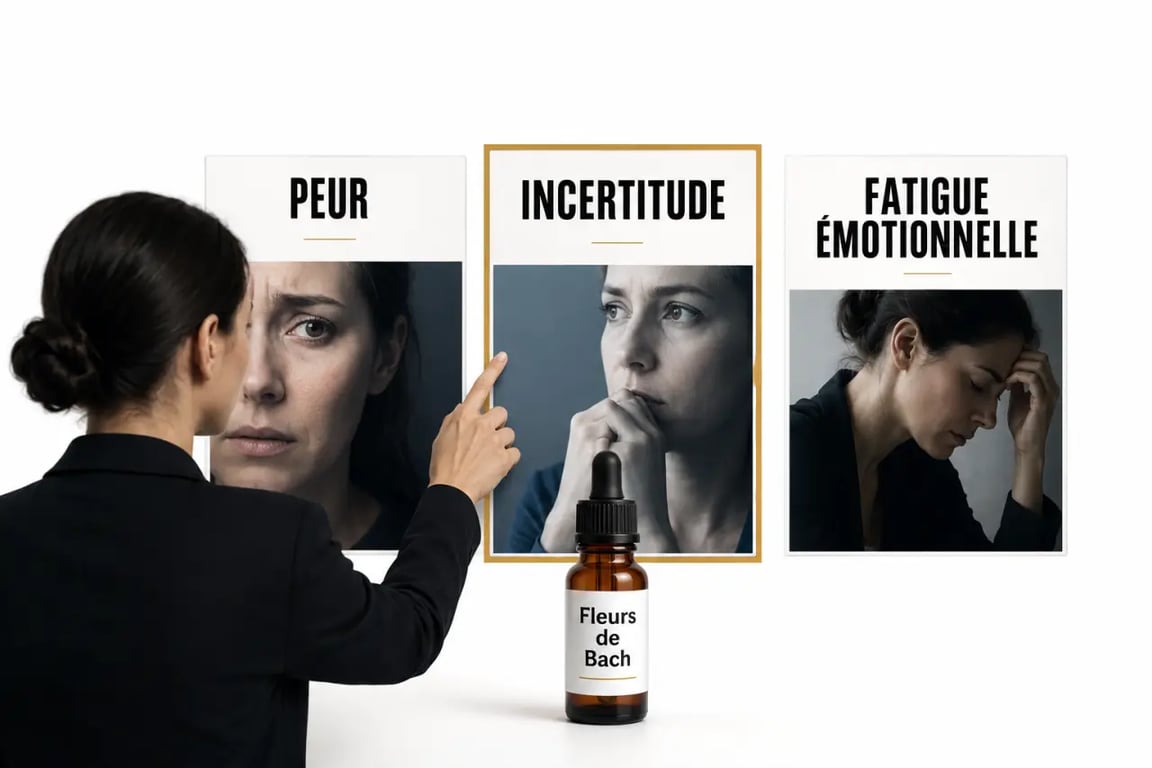 Comment utiliser les fleurs de Bach pour gérer ses émotions : schéma des émotions dominantes et du choix de la fleur adaptée