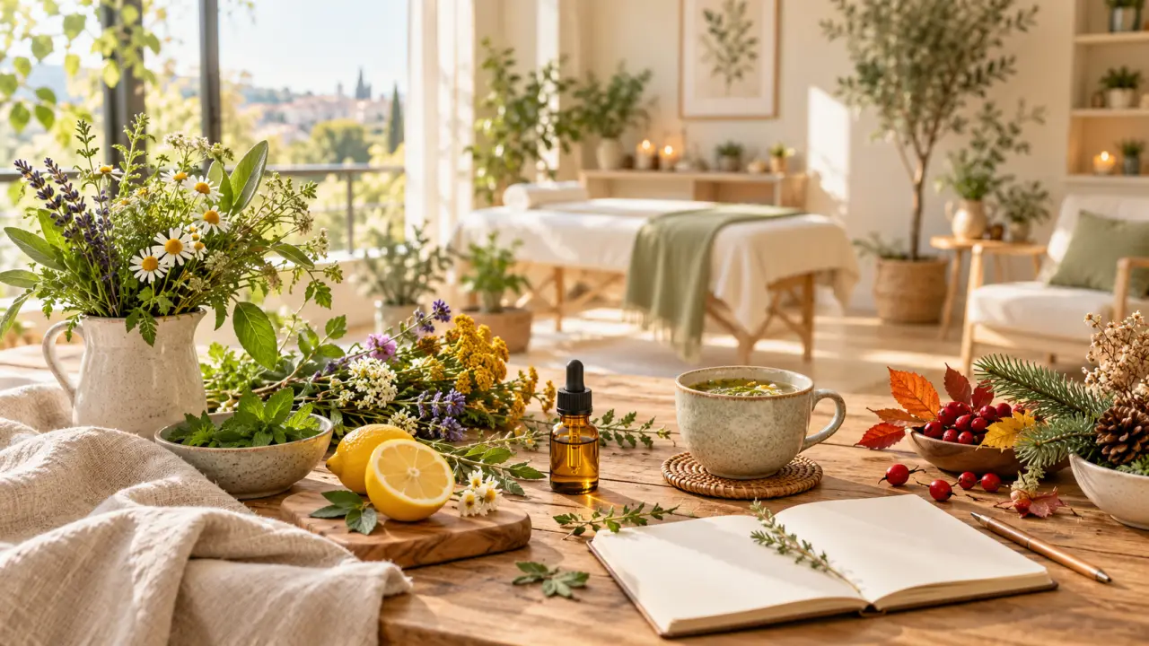 Femme dans un intérieur lumineux entouré de plantes, dans une atmosphère de bien-être naturel