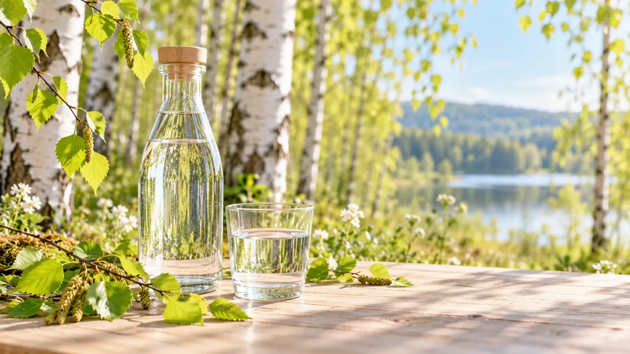 Récolte de sève de bouleau au printemps dans un environnement naturel
