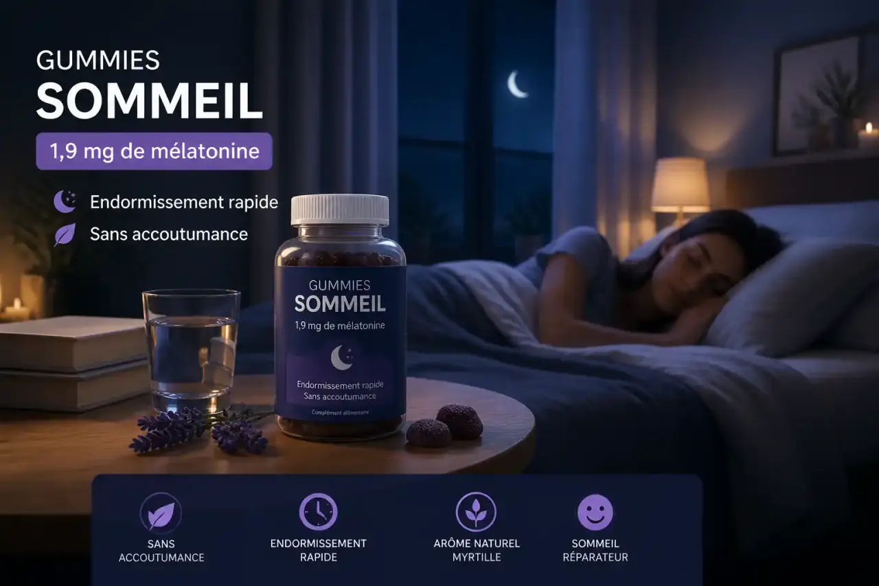 Gummies sommeil : 1,9 mg de mélatonine pour un endormissement rapide sans accoutumance