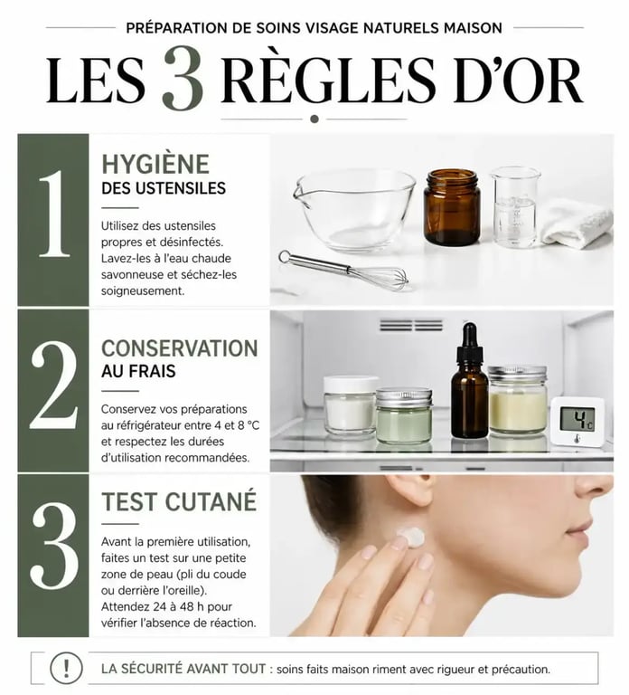 Règles de sécurité pour la préparation de soin pour visage naturel maison