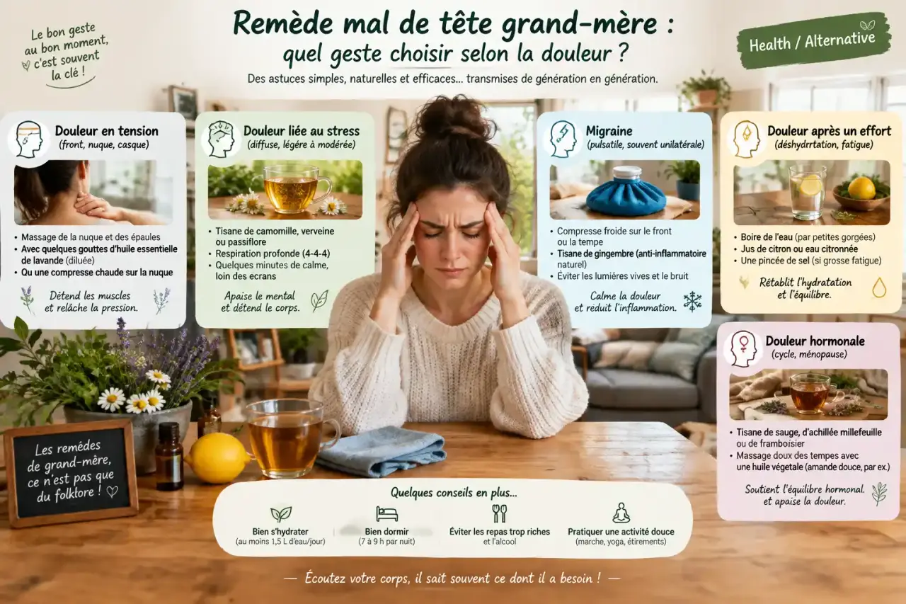 Remède mal de tête grand-mère : quel geste choisir selon la douleur ?